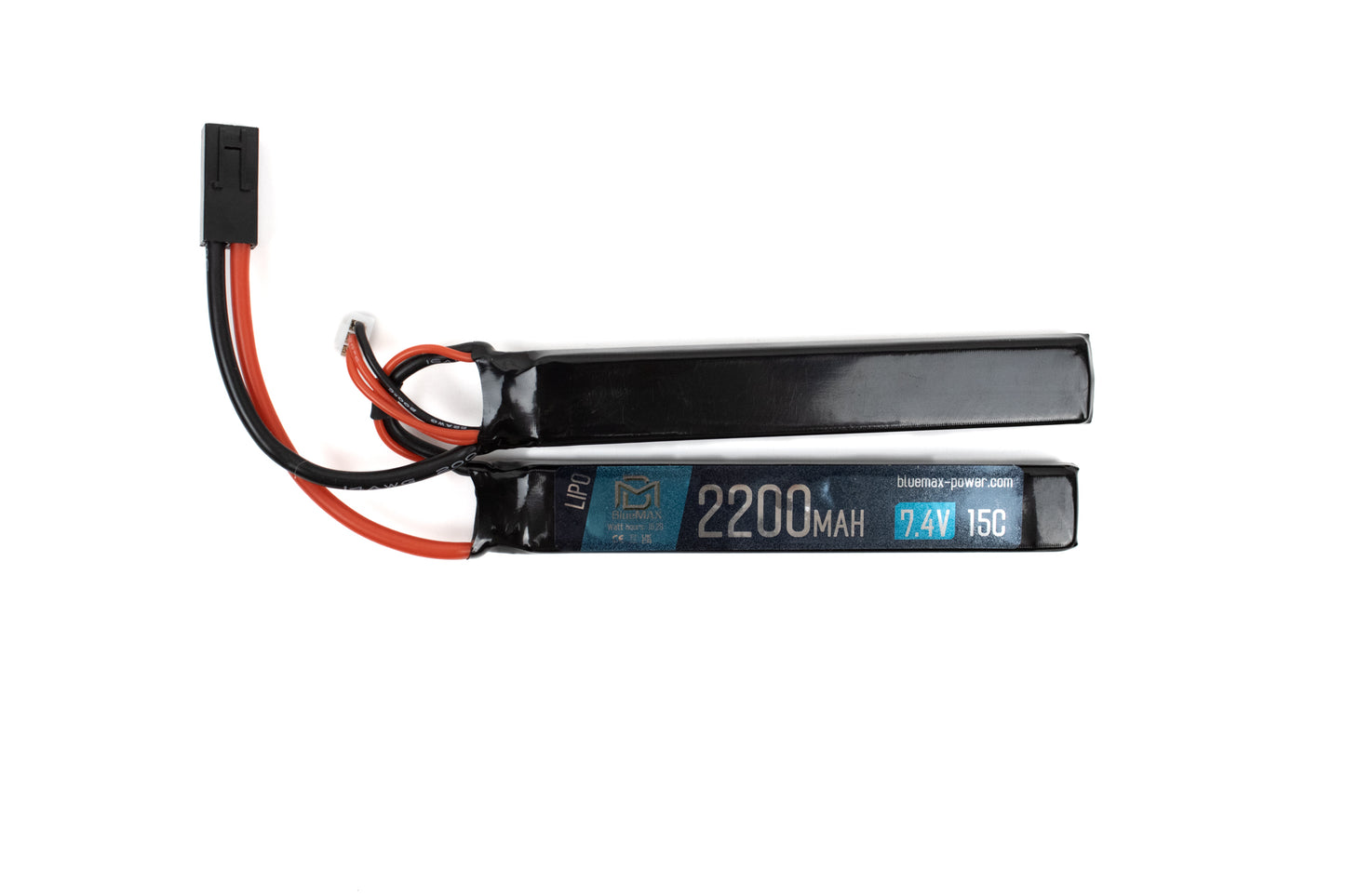 LIPO BATTERY MINI TAMIYA CONNECTOR 7.4v X 2200mah 15c CQB BLUEMAX-POWER (bmp-7.4x2200-cqb)