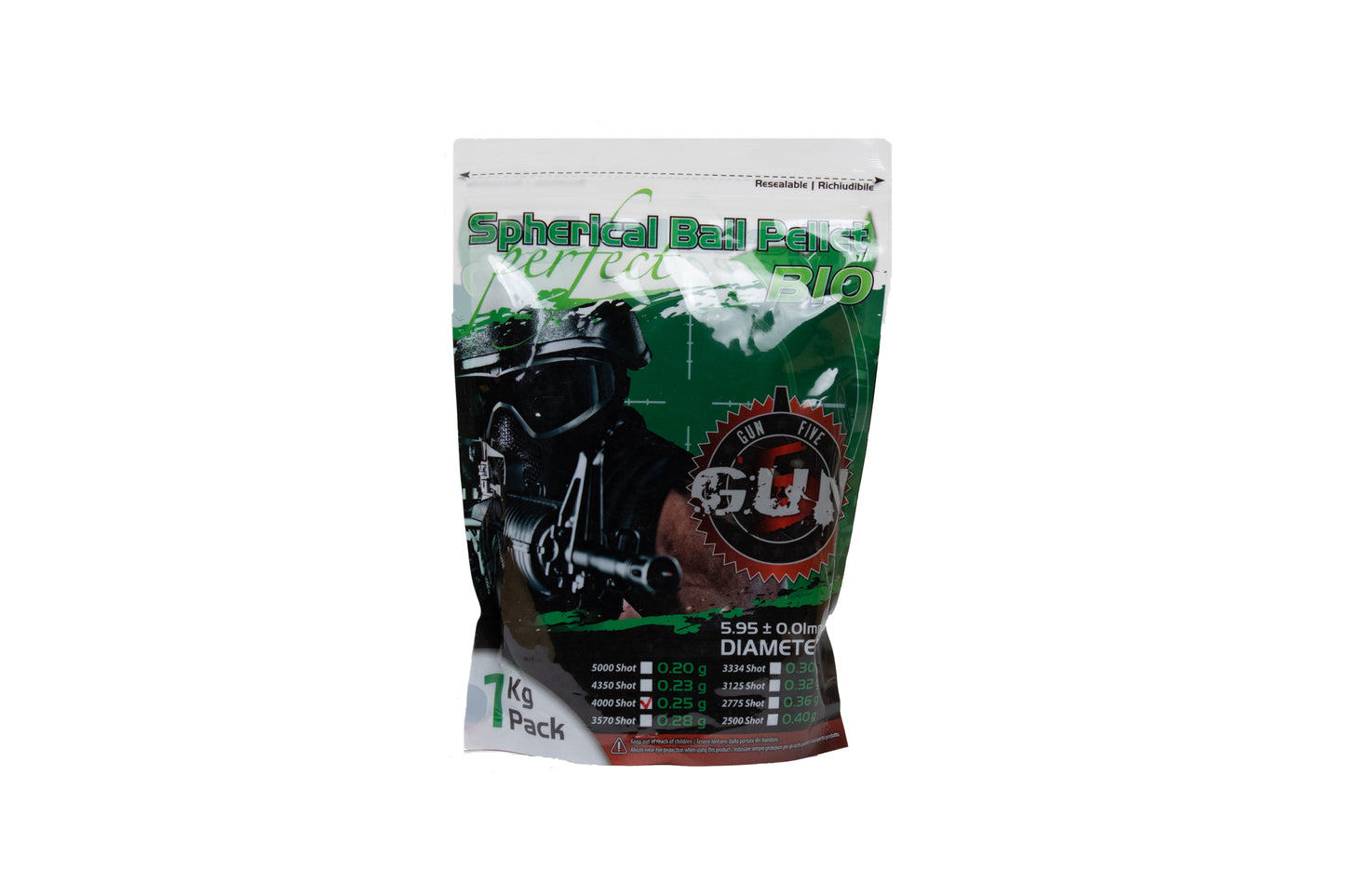 BIODEGRADABLE WHITE PELLETS PERFECT SPHERICAL 0.25 4000bb GUN FIVE (gf025bio)
