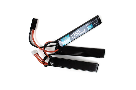 BATTERIA LIPO CONNETTORE MINI TAMIYA 11.1v X 1250mah 20c CQB BLUEMAX-POWER (bmp-11.1x1250-cqb)